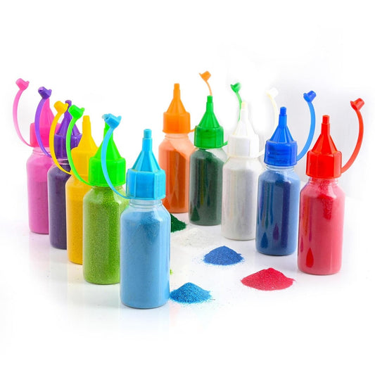 Rangoli Colours Powder Bottles for Floor Decorations - Pack of 10 , 40gm Each